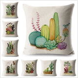 Watercolor Cactus Bonsai Plant Pillow Cases