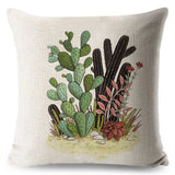 Watercolor Cactus Bonsai Plant Pillow Cases