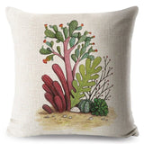 Watercolor Cactus Bonsai Plant Pillow Cases