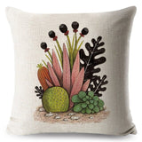 Watercolor Cactus Bonsai Plant Pillow Cases