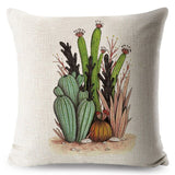 Watercolor Cactus Bonsai Plant Pillow Cases