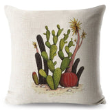 Watercolor Cactus Bonsai Plant Pillow Cases