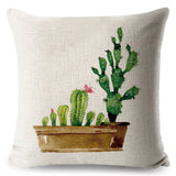 Watercolor Cactus Bonsai Plant Pillow Cases