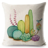 Watercolor Cactus Bonsai Plant Pillow Cases