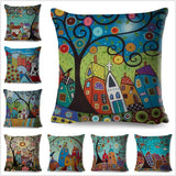 Retro Rural Color Cities Pillow Cases
