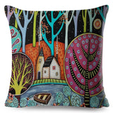 Retro Rural Color Cities Pillow Cases