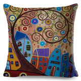 Retro Rural Color Cities Pillow Cases