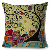 Retro Rural Color Cities Pillow Cases