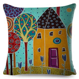 Retro Rural Color Cities Pillow Cases