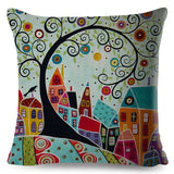 Retro Rural Color Cities Pillow Cases