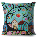 Retro Rural Color Cities Pillow Cases