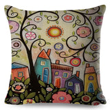 Retro Rural Color Cities Pillow Cases