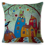 Retro Rural Color Cities Pillow Cases