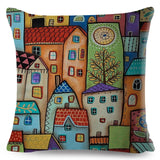 Retro Rural Color Cities Pillow Cases