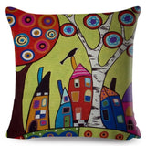 Retro Rural Color Cities Pillow Cases