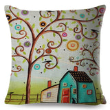 Retro Rural Color Cities Pillow Cases
