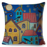 Retro Rural Color Cities Pillow Cases