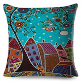 Retro Rural Color Cities Pillow Cases