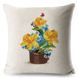 Watercolor Yellow Floral Pillow Cases