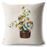 Watercolor Yellow Floral Pillow Cases