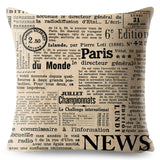 Vintage Newspaper Printed Pillow Cases