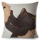 Funny Love Kiss Cute Cat Pillow Cases