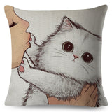 Funny Love Kiss Cute Cat Pillow Cases