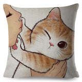 Funny Love Kiss Cute Cat Pillow Cases