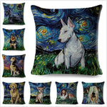 Oil Painting Cartoon Pet Shepherd Pillow Cases