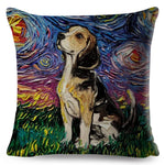 Oil Painting Cartoon Pet Shepherd Pillow Cases