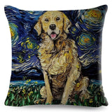 Oil Painting Cartoon Pet Shepherd Pillow Cases