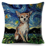 Oil Painting Cartoon Pet Shepherd Pillow Cases