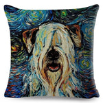 Oil Painting Cartoon Pet Shepherd Pillow Cases