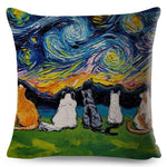 Oil Painting Cartoon Pet Shepherd Pillow Cases