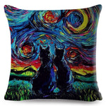 Oil Painting Cartoon Pet Shepherd Pillow Cases