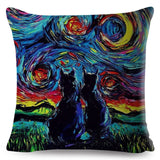 Oil Painting Cartoon Pet Shepherd Pillow Cases