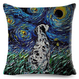 Oil Painting Cartoon Pet Shepherd Pillow Cases