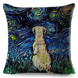 Oil Painting Cartoon Pet Shepherd Pillow Cases