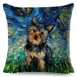 Oil Painting Cartoon Pet Shepherd Pillow Cases