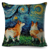 Oil Painting Cartoon Pet Shepherd Pillow Cases