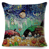 Oil Painting Cartoon Pet Shepherd Pillow Cases