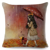 Cute Girl and Pet Dog Fairy Tale Pillow Cases