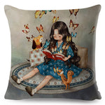 Cute Girl and Pet Dog Fairy Tale Pillow Cases