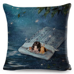 Cute Girl and Pet Dog Fairy Tale Pillow Cases