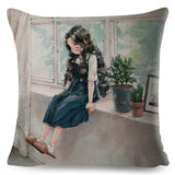 Cute Girl and Pet Dog Fairy Tale Pillow Cases