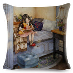 Cute Girl and Pet Dog Fairy Tale Pillow Cases