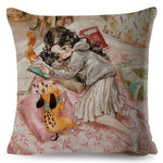 Cute Girl and Pet Dog Fairy Tale Pillow Cases