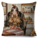 Cute Girl and Pet Dog Fairy Tale Pillow Cases