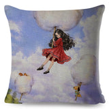 Cute Girl and Pet Dog Fairy Tale Pillow Cases