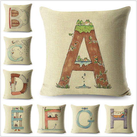 A-Z Cartoon Letter Pillow Cases